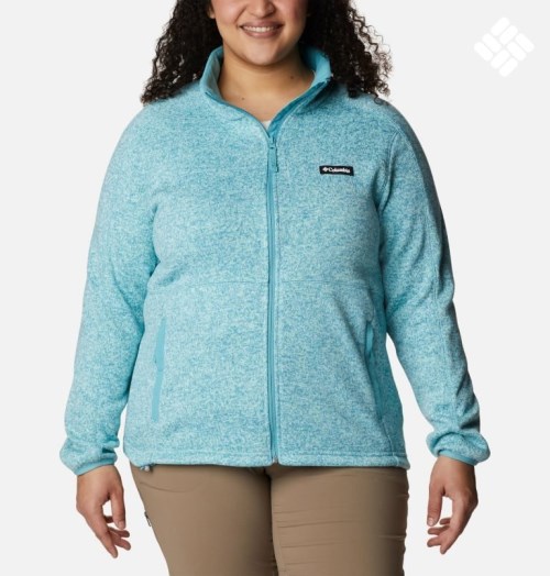 Women's Columbia Sweater Weather Full Zip Fleece Jackets Turquoise | Plus Size CA-M0436